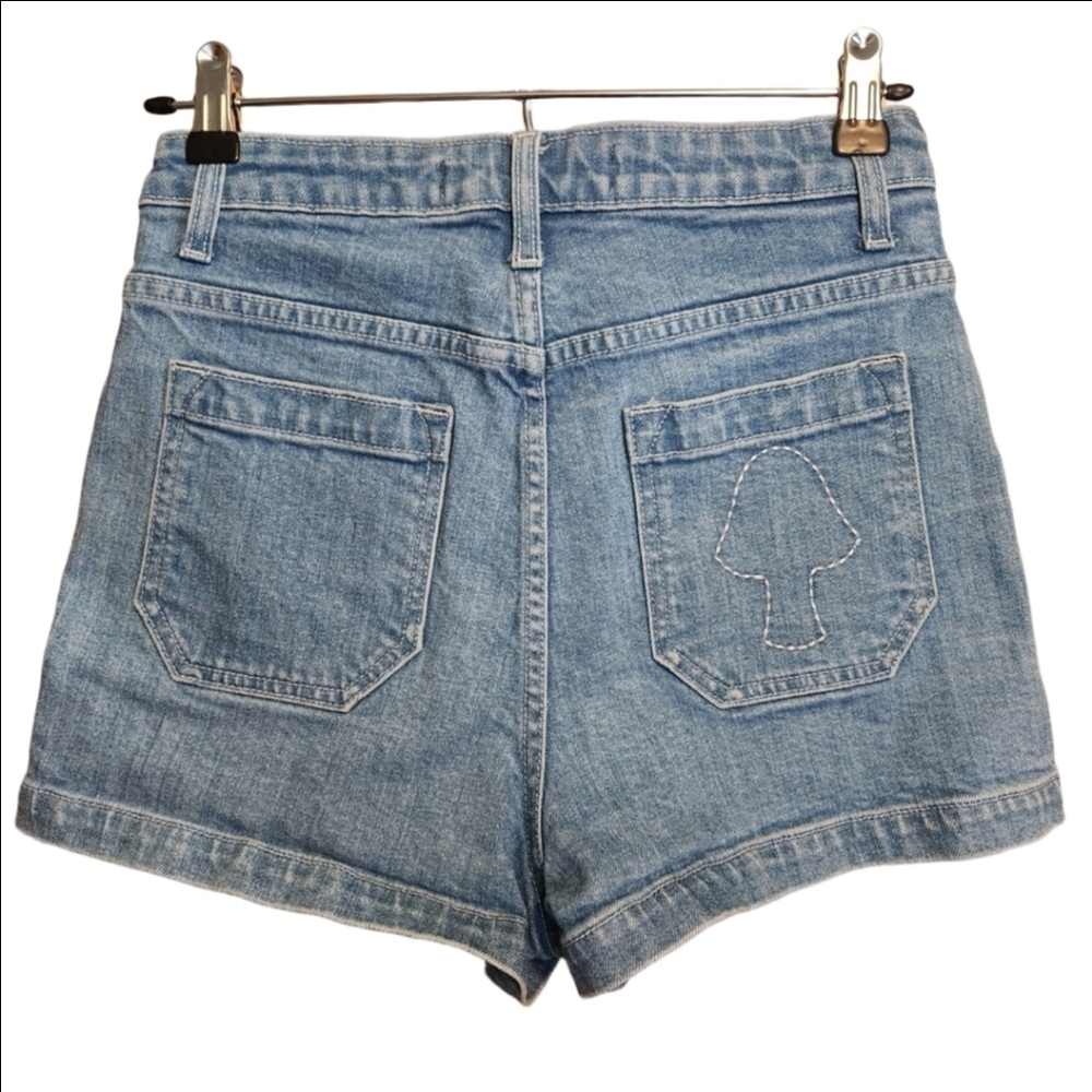 STONED IMMACULATE MAGGIE MAGIC MUSHROOM DENIM JEAN SHORT SIZE 27 RARE FIND!